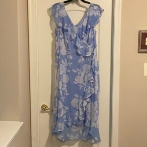 Elegant Blue Floral Dress